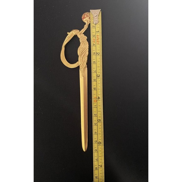 ERTE object d'art “Firefiles” Gold-Plated Pewter & Steel Letter Opener VINTAGE - Picture 7 of 8